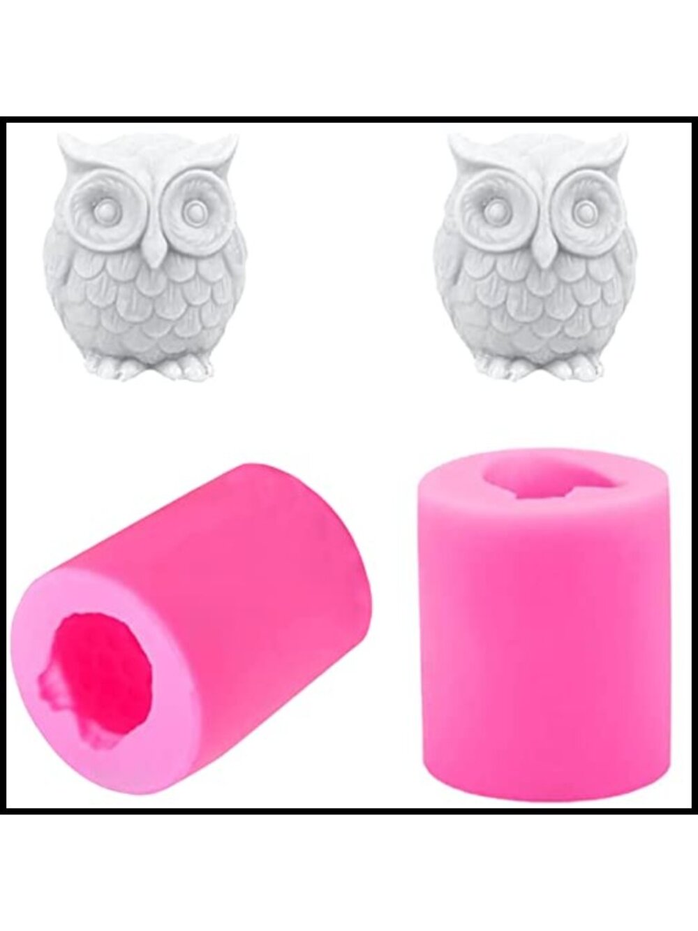 2Pcs 3D Owl Silicone Molds for Candle Soap Chocolate DIY Crafts